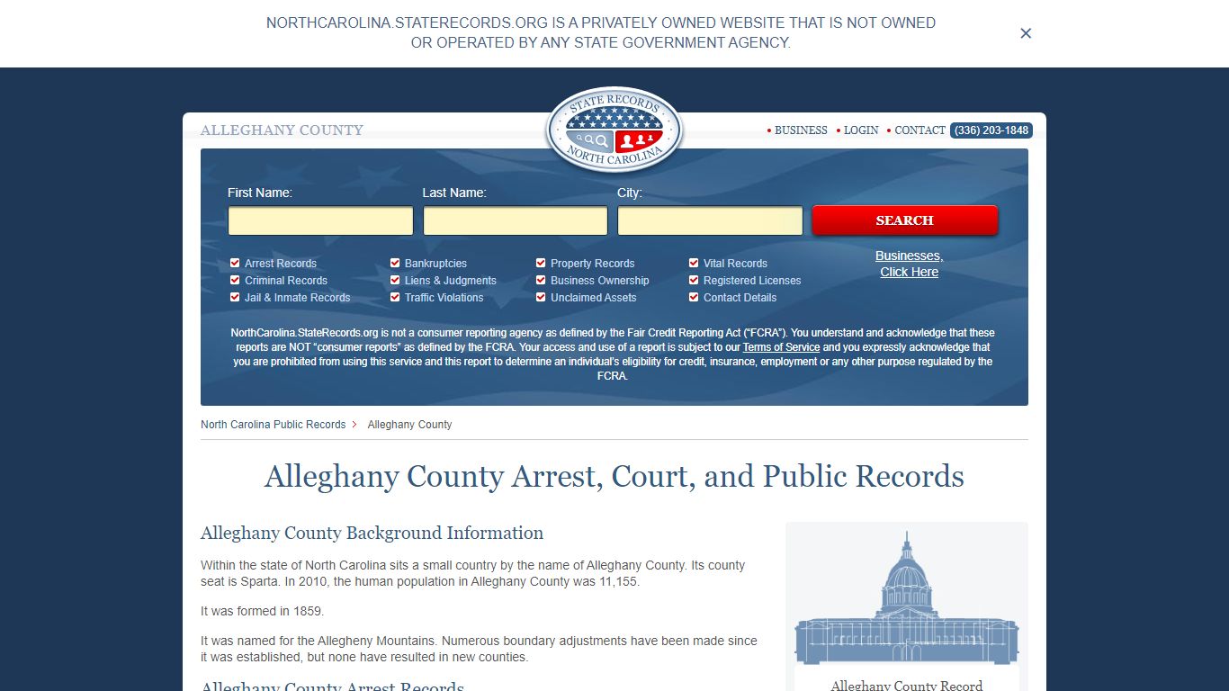 Alleghany County Arrest, Court, and Public Records