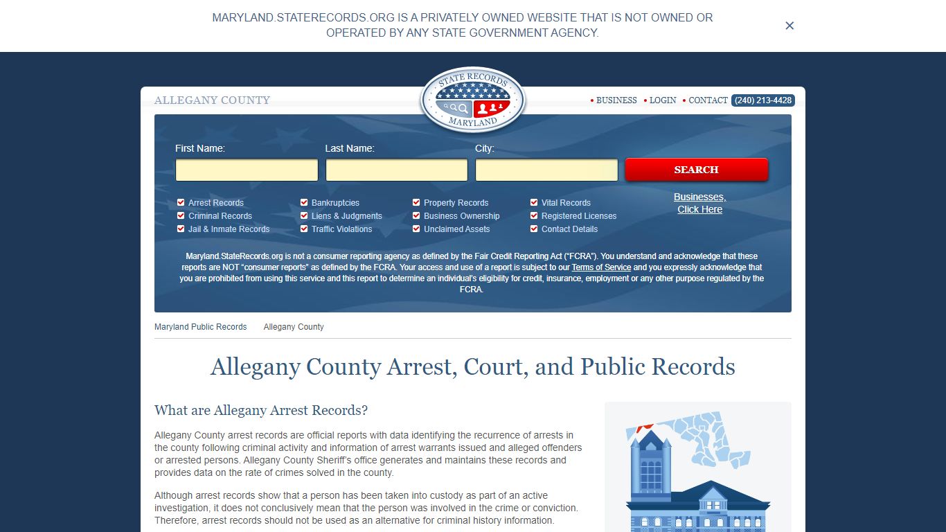 Allegany County Arrest, Court, and Public Records