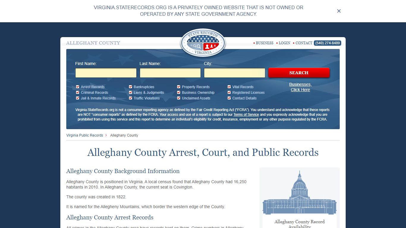 Alleghany County Arrest, Court, and Public Records